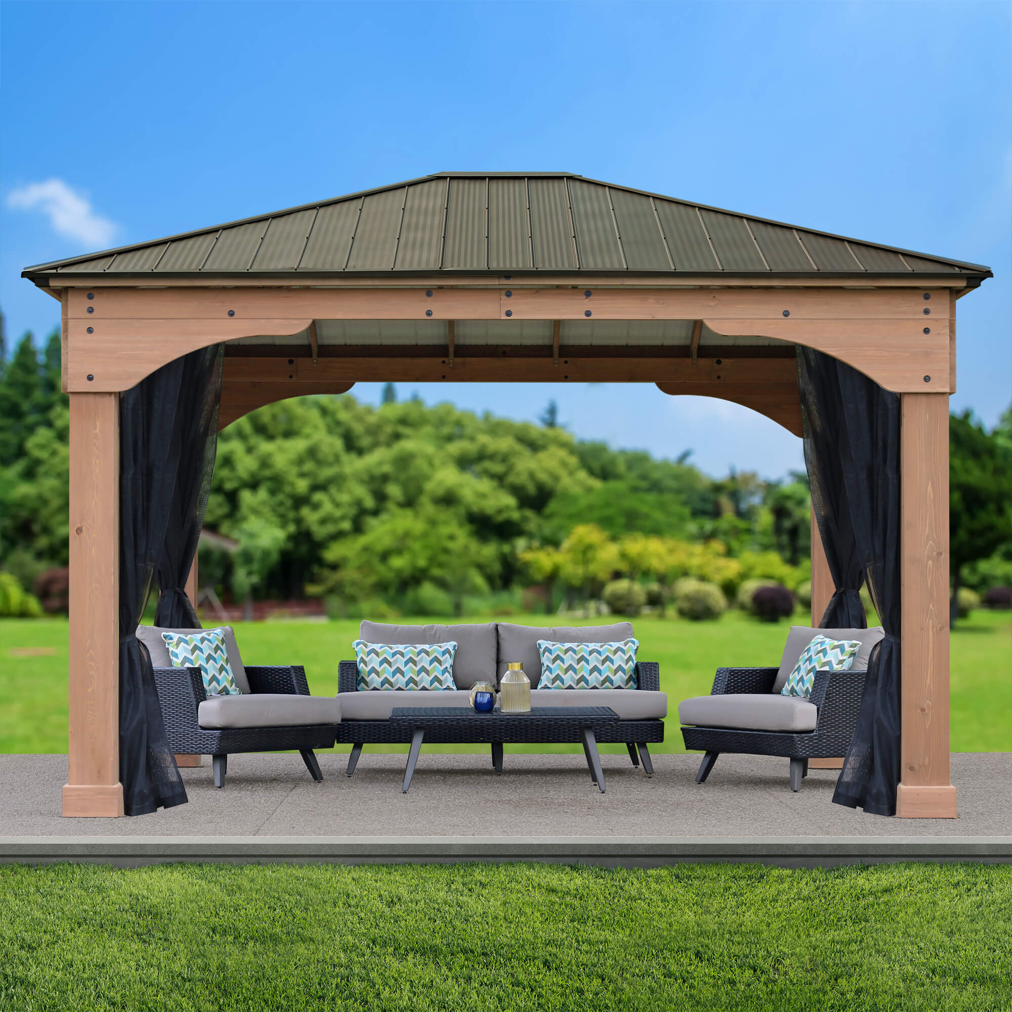 Ensemble de moustiquaire pour grand gazebo 12 x 14 (Costco) Ensemble de moustiquaire pour grand gazebo 12 x 14 (Costco)