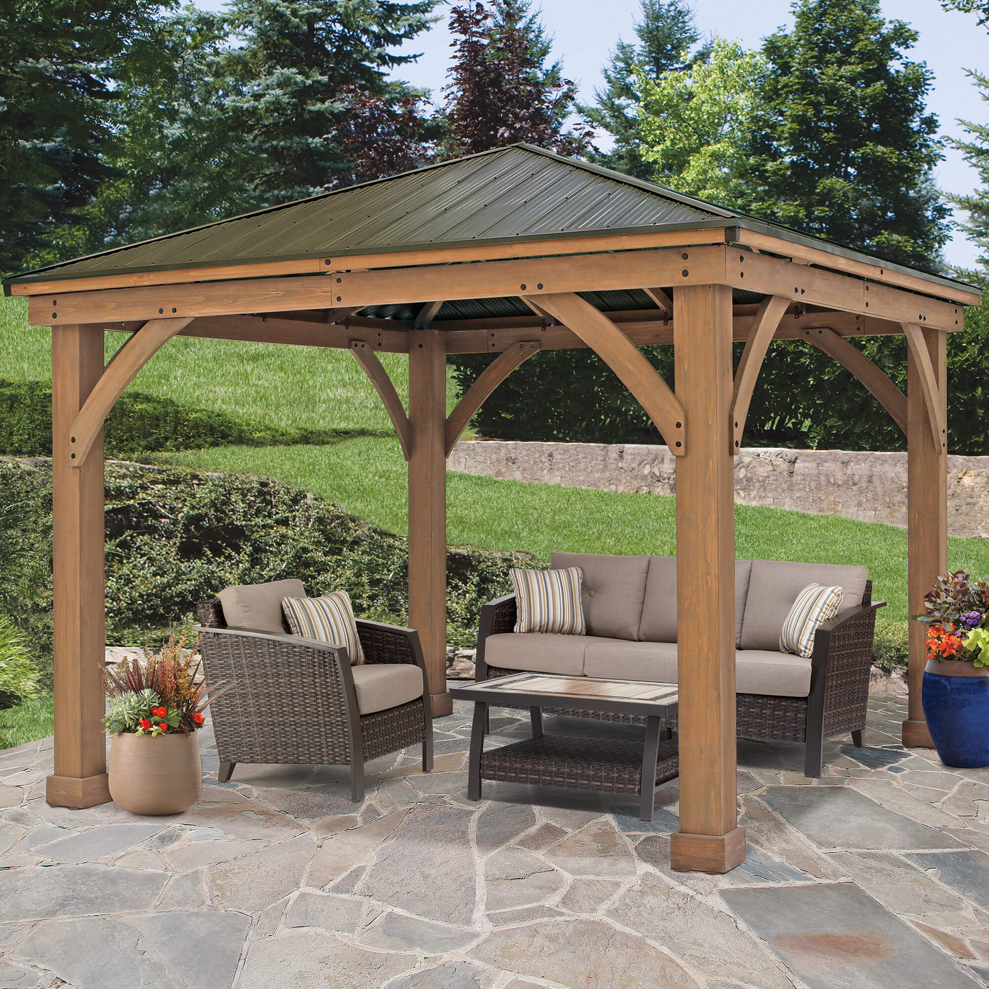 12 x 12 Wood Gazebo with Aluminum Roof (Costco)