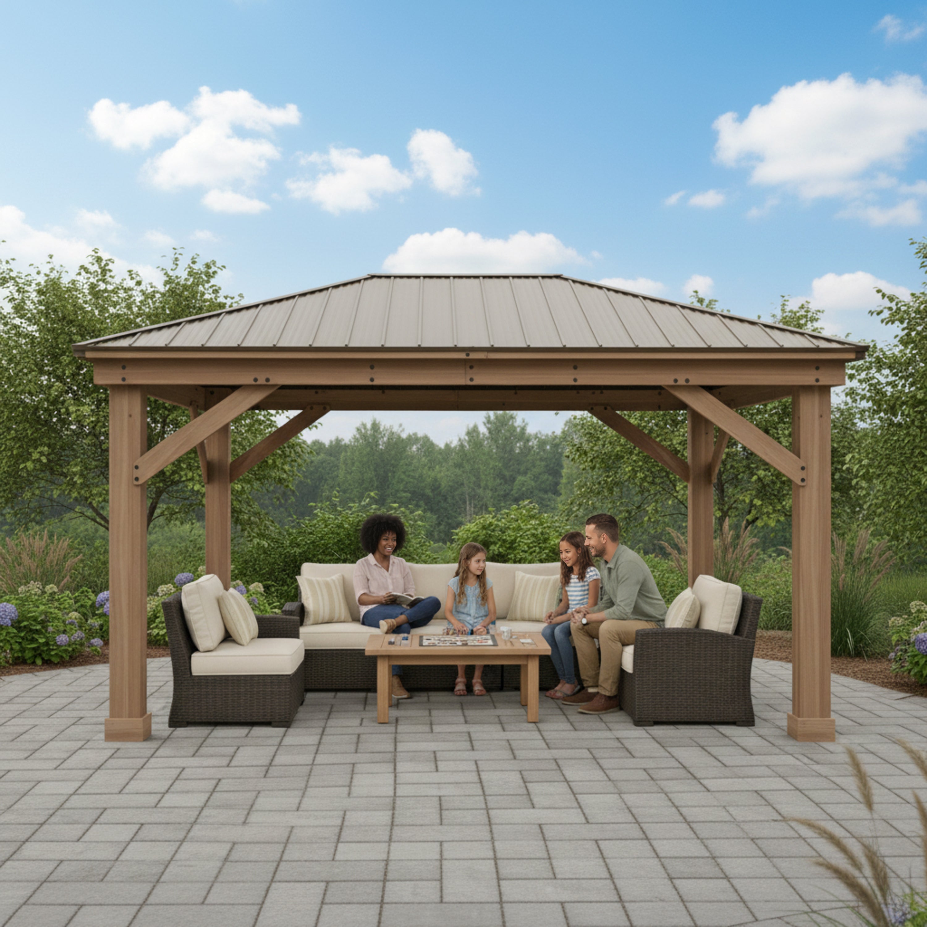12 x 16 Wood Gazebo With Aluminum Roof (Costco)