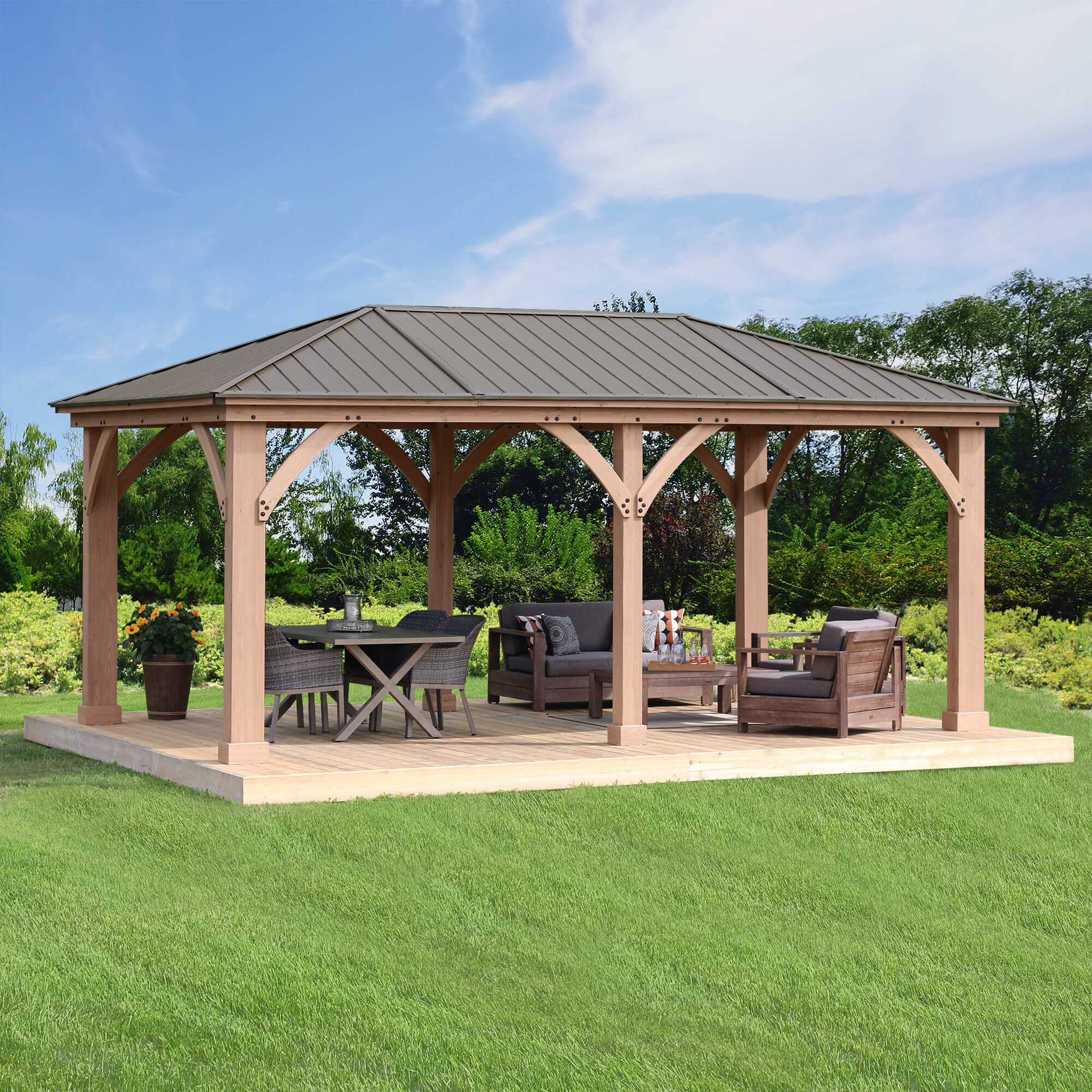 12 x 20 Wood Gazebo with Aluminum Roof (Costco)