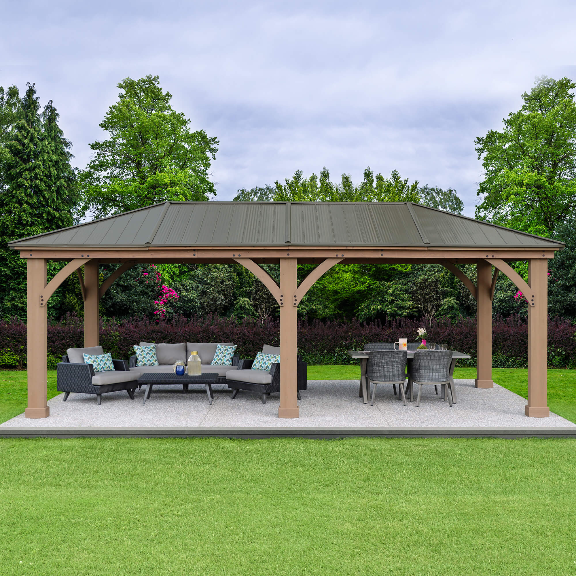 12 x 24 Wood Gazebo With Aluminum Roof (Costco)