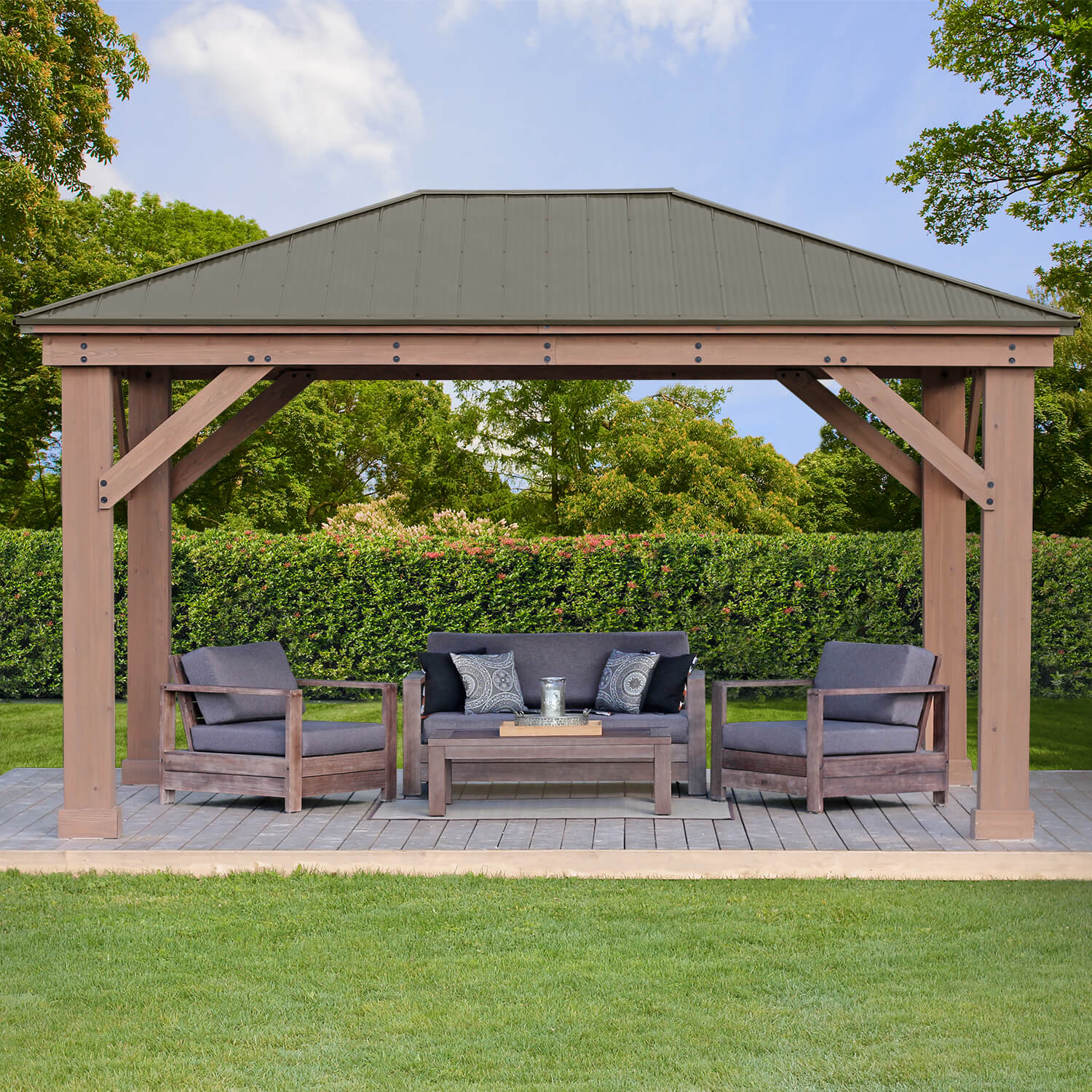 12 x 16 Wood Gazebo With Aluminum Roof (Costco)