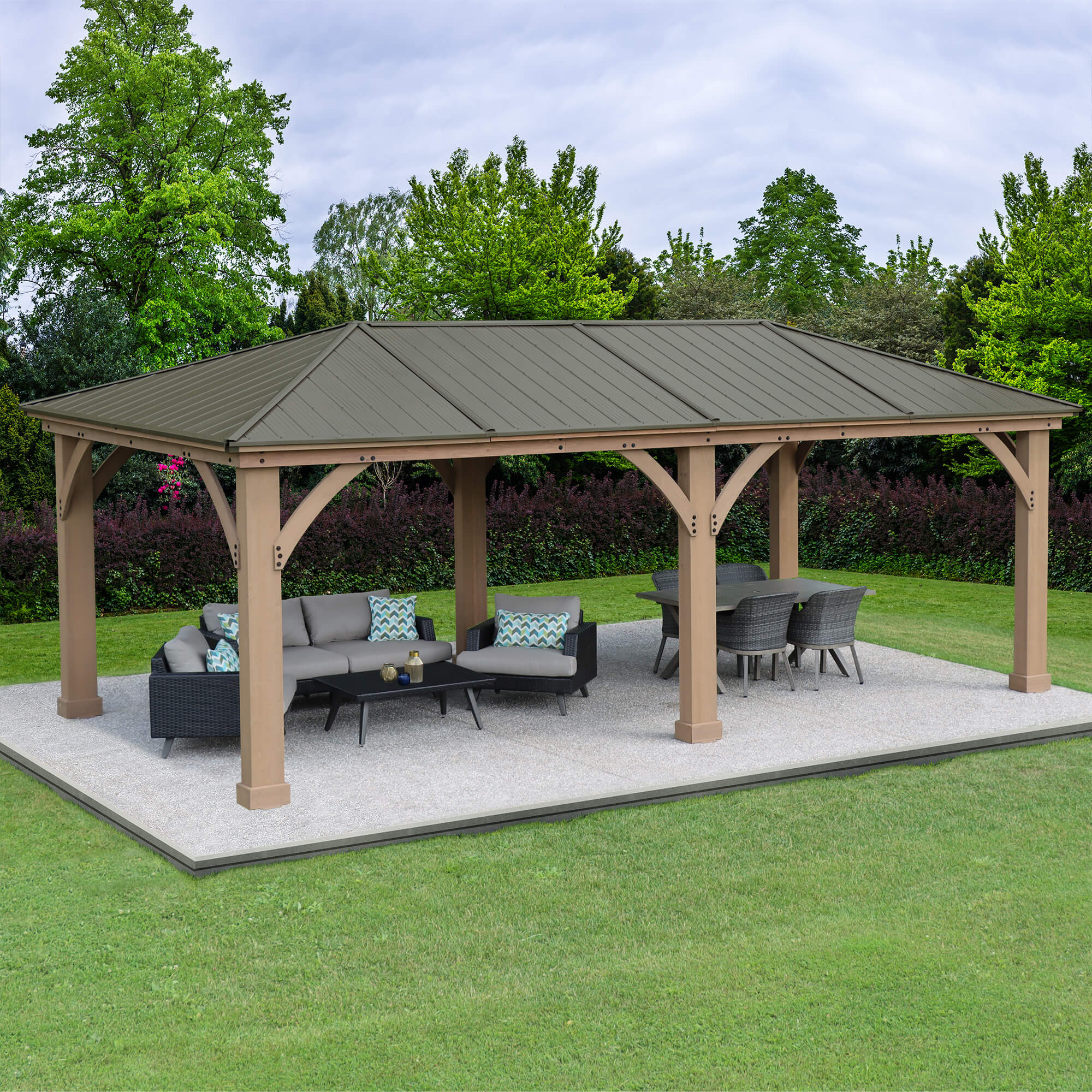 12 x 24 Wood Gazebo With Aluminum Roof (Costco)